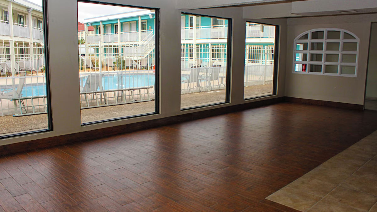 Poolside gathering space